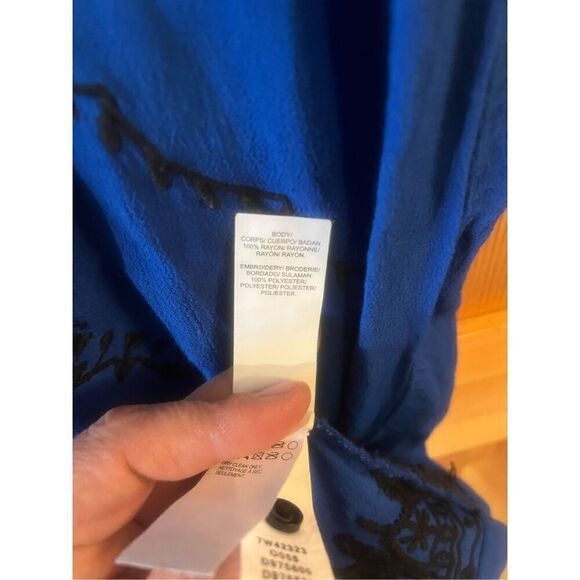 Lucky Brand Blue Black Embroidered Beaded Boho Shift Dress Size small (3779) Rea - Picture 3 of 10